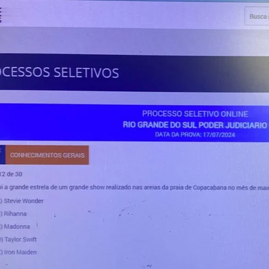 Prova do TJ com pergunta da Madonna<!-- NICAID(15817395) -->