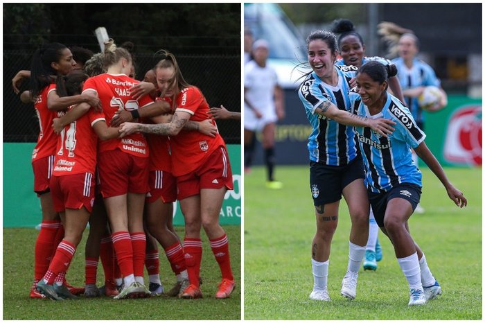 Montagem sobre fotos de Divulgação / João Callegari, Inter e Morgana Schuh, Grêmio