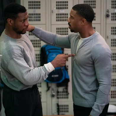 Jonathan Majors stars as Damian Anderson and Michael B. Jordan as Adonis Creed in CREED III.<!-- NICAID(15360330) -->