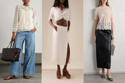 Coluna Roberta Weber sobre blusa de renda<!-- NICAID(15847211) -->