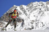 (FILES) Winner Laura Dahlmeier of Germany competes during the Women's 15 km individual race during the 2017 IBU Biathlon World Championships in Hochfilzen, on February 15, 2017. The former biathlon champion Dahlmeier died in the high mountains of Pakistan her agent said on July 30, 2025. A team of foreign climbers were on July 30, 2025 due to launch a rescue mission for German double biathlon champion Laura Dahlmeier, days after she was seriously injured by a rockfall on a Pakistani mountain.The accident happened around midday on July 28, 2025 at an altitude of 5,700 metres on Laila Peak in the Karakoram range, according to a statement from her team on her official social media sites. (Photo by FRANCK FIFE / AFP)<!-- NICAID(16090670) -->
