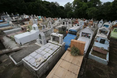 PORTO ALEGRE, RS, BRASIL, 06/04/2023- Servidores e moradores reclamam das condições de cemitério no bairro Belém Velho. Foto: Ronaldo Bernardi / Agencia RBS<!-- NICAID(15396036) -->