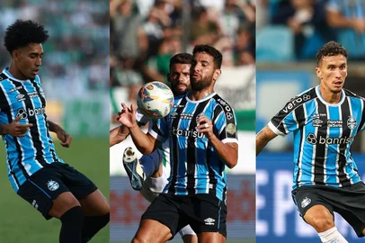 Du Queiroz, Pepê e Dodi disputam vaga no meio de campo do Grêmio<!-- NICAID(15738636) -->