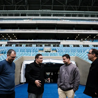 PORTO ALEGRE, RS, BRASIL, 28-05-2026: Tour na Arena do Grêmio. Vestiário, salas de controle e corredores do estádio. Foto: Renan Mattos / Agência RBS<!-- NICAID(16295490) -->