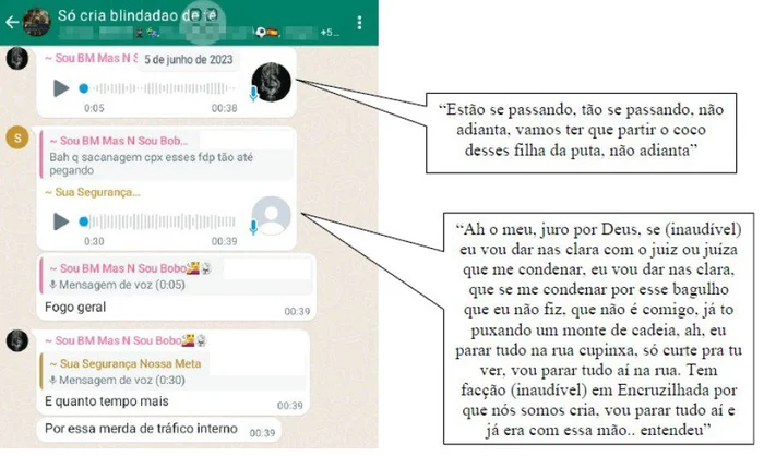 Criminosos mencionavam ameaças a autoridades em trocas de mensagens com comparsas.