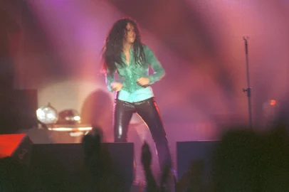 CAXIAS DO SUL, RS, BRASIL, 16/03/1997. Apresentação da cantora colombiana Shakira no Teatro de Lona em Caxias do Sul. Data 16/03/1997Contato:29165<!-- NICAID(6849406) -->