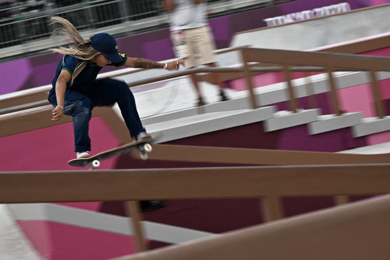 Brazil's Pamela Rosa competes in the women's street preliminary round during the Tokyo 2020 Olympic Games at Ariake Sports Park Skateboarding in Tokyo on July 26, 2021. (Photo by Jeff PACHOUD / AFP)Editoria: SPOLocal: TokyoIndexador: JEFF PACHOUDSecao: sports eventFonte: AFPFotógrafo: STF<!-- NICAID(14844573) -->