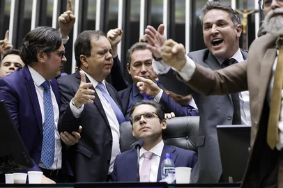 BRASÍLIA, DF, BRASIL, 06-08-2025: Hugo Motta abre sessão deliberativa na Câmara dos deputados para discussão e votação de Propostas Legislativas, em Brasília. Foto: Bruno Spada/Câmara dos DeputadosIndexador: Marina Ramos<!-- NICAID(16096156) -->