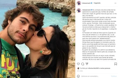 No dia em que Rafael Vitti comemora 26 anos de idade, nesta terça-feira (2), Tatá Werneck usou as redes sociais para se declarar ao marido. A atriz e humorista publicou um texto em seu Instagram para Rafa, com quem tem a filha Clara Maria, de 2 anos, junto de de dez cliques com o marido.<!-- NICAID(14930968) -->