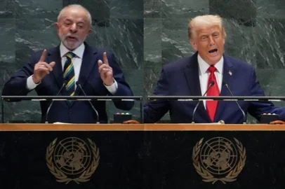 NOVA YORK, NY, EUA - 23/09/2023 - Lula e Donald Trump na Assembleia Geral da ONU (Foto: TIMOTHY A. CLARY/AFP)<!-- NICAID(16131151) -->