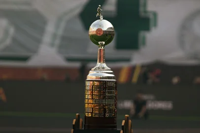 The champions trophy is pictured before the all Brazilian Copa Libertadores final football match between Palmeiras and Flamengo at Monumental 'U' Marathon stadium in Lima on November 29, 2025. (Photo by Luis ACOSTA / AFP)Editoria: SPOLocal: LimaIndexador: LUIS ACOSTASecao: soccerFonte: AFPFotógrafo: STF<!-- NICAID(16177043) -->