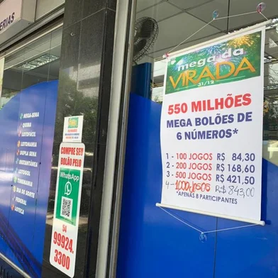 Lotéricas apresentam aumento no número de apostas para a Mega da Virada nesta semana em Caxias do Sul<!-- NICAID(15635307) -->