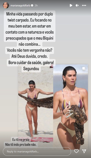 Instagram @marianagoldfarb / Reprodução Instagram @marianagoldfarb / Reprodução