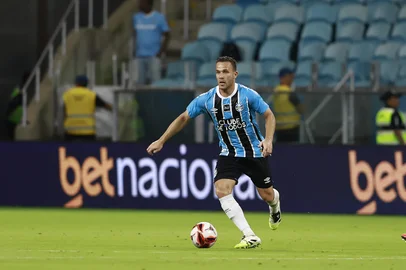 Porto Alegre, RS, Brasil — Campeonato Gaúcho 2026.Grêmio e São Luiz se enfrentam na Arena do Grêmio, em Porto Alegre, em partida válida por mais uma rodada do Gauchão 2026Indexador: jeff botega<!-- NICAID(16206121) -->
