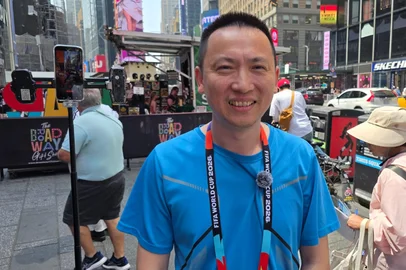 Jornalista Qinbo Wang, do jornal chinês Titan Sports<!-- NICAID(16329008) -->