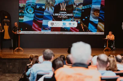 Lançamento da Libertadores de Futsal, em Carlos Barbosa. Presidente Clovis Tramontina falou sobre a importância do evento para a região.Indexador: Nata<!-- NICAID(16268312) -->
