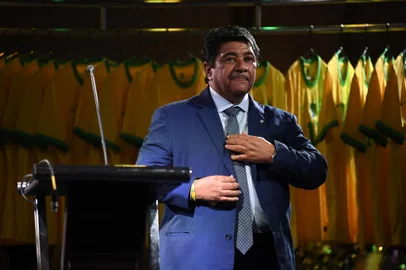 The president of the Brazilian Football Confederation (CBF) Ednaldo Rodrigues attends a ceremony organized by the CBF to celebrate the 20th anniversary of the fifth World Cup title obtained by the national team in the 2002 FIFA Korea/Japan tournament, at the Fairmont Hotel in Rio de Janeiro, Brazil, on June 30, 2022. (Photo by MAURO PIMENTEL / AFP)Editoria: SPOLocal: Rio de JaneiroIndexador: MAURO PIMENTELSecao: soccerFonte: AFPFotógrafo: STF<!-- NICAID(15455209) -->