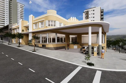 Fachada e interiores de como ficará o prédio do Auto Palácio após a conclusão do restauro, na esquina das ruas Sinimbu e Guia Lopes, em Caxias do Sul. Empreendimento do Grupo Tonin, de Farroupilha, vai abrigar comércios e serviços e tem previsão de entrega para o primeiro semestre de 2025.<!-- NICAID(15904832) -->