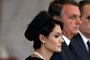 O presidente Jair Bolsonaro e sua esposa, Michelle Bolsonaro, em cerimônia de despedida da rainha Elizabeth II, ocorrida no Palácio de Westminster, em Londres, neste domingo (18).<!-- NICAID(15209375) -->