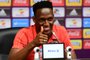 Colombia's player Yerri Mina gives the thunbs up during press conference in Kazan on June 26, 2018 during the Russia 2018 World Cup football tournament. (Photo by LUIS ACOSTA / AFP)Editoria: SPOLocal: KazanIndexador: LUIS ACOSTASecao: soccerFonte: AFPFotógrafo: STF<!-- NICAID(15723010) -->