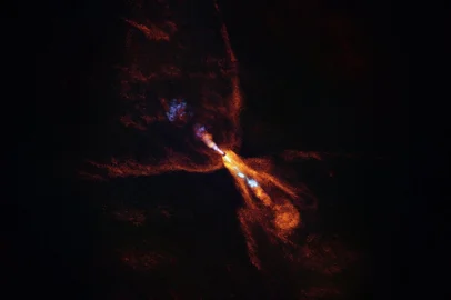 This handout image released by the European Southern Observatory (ESO) on July 16, 2025 and taken with the Atacama Large Millimetre/submillimetre Array (ALMA) shows HOPS-315, a baby star where astronomers have observed evidence for the earliest stages of planet formation. Astronomers said they had observed the moment when planets start forming around a distant star for the first time, revealing a process that sheds light on the birth of our own solar system. The new planetary system is forming around the baby star HOPS-315 -- which resembles our own Sun in its youth -- 1,300 light years from Earth in the Orion Nebula. (Photo by Handout / European Southern Observatory / AFP) / XGTY / RESTRICTED TO EDITORIAL USE - MANDATORY CREDIT "AFP PHOTO /  HANDOUT / EUROPEAN SOUTHERN OBSERVATORY" - NO MARKETING NO ADVERTISING CAMPAIGNS - DISTRIBUTED AS A SERVICE TO CLIENTS<!-- NICAID(16082041) -->