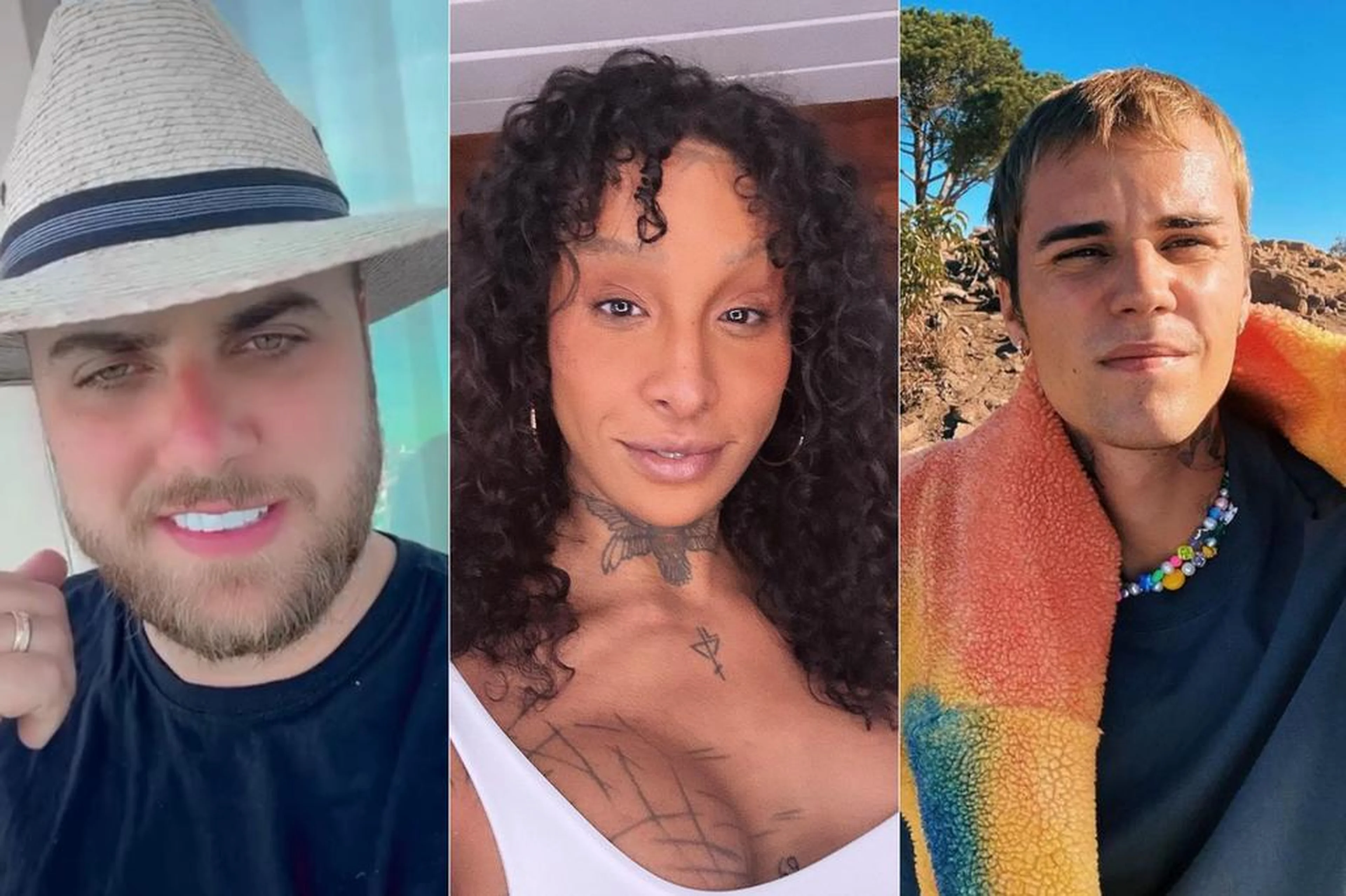 @zenetotoscanooficial / @linndaquebrada / @justinbieber Instagram/Reprodução