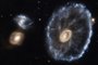 Imagem da Galáxia Cartwheel, captada pelo Hubble.<!-- NICAID(13612590) -->