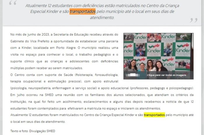 Divulgação / Prefeitura Municipal de Cachoeirinha Divulgação / Prefeitura Municipal de Cachoeirinha