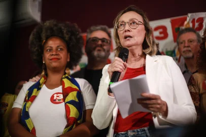 Maria do Rosário durante coletiva.Fotos: Renan Mattos/Agência RBS<!-- NICAID(15900523) -->