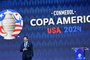 Conmebol president Alejandro Dominguez speaks onstage during the final draw for the Conmebol 2024 Copa America football competition at the James L. Knight Centre in Miami, Florida, on December 7, 2023. (Photo by ANGELA WEISS / AFP)Editoria: SPOLocal: MiamiIndexador: ANGELA WEISSSecao: soccerFonte: AFPFotógrafo: STF<!-- NICAID(15620061) -->