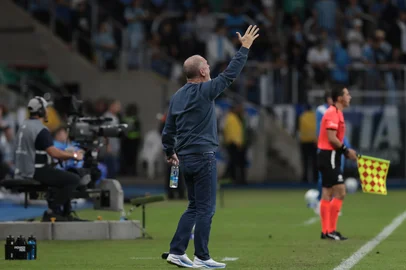 13/05/2025 - Porto Alegre, RS, Brasil - Grêmio vs Godoy Cruz pela Copa Sul-Americana, na Arena - Foto: Jefferson Botega/Agência RBSIndexador: jeff botega<!-- NICAID(16036297) -->