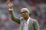 Former Brazilian international Ronaldinho waves on the pitch prior to the Soccer Aid celebrity football match between England and the Rest of the World at Old Trafford stadium in Manchester on June 5, 2016. OLI SCARFF / AFPEditoria: SPOLocal: ManchesterIndexador: OLI SCARFFSecao: soccerFonte: AFPFotógrafo: STR<!-- NICAID(12240071) -->