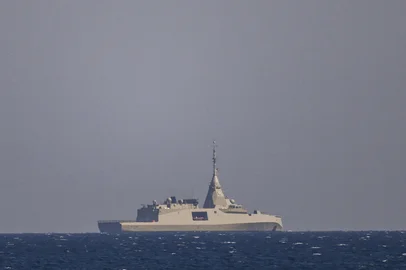 The Greek frigate Keimon sails at sea off Limassol on March 4, 2026. France will deploy anti-missile and anti-drone systems to Cyprus, the Mediterranean island's government said on March 3, following a drone attack on a British base. After four Greek F-16 fighter jets arrived on the island and two Greek frigates set sail for Cypriot waters, government spokesman Konstantinos Letymbiotis said Cyprus had secured additional backing from key EU partners. (Photo by Jewel SAMAD / AFP)<!-- NICAID(16238965) -->