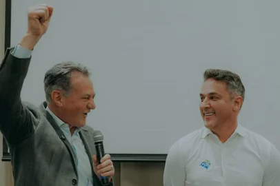 Giovani Cherini, presidente do PL-RS, e deputado federal Luciano Zucco (PL), nome do partido para o governo do Estado.<!-- NICAID(15920719) -->