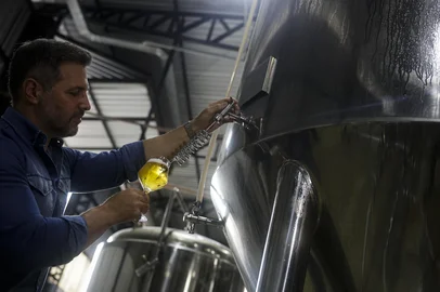 BOM RETIRO DO SUL, RS, BRASIL, 09-12-2025: João Luis Giovanella, CEO da Salva Craft Beer, na fábrica da Salva, em Bom Retiro do Sul. A cervejaria gaúcha contabilizou diversos prêmios ao longo de 2025. Foto: Mateus Bruxel/Agência RBSIndexador: MATEUS BRUXEL<!-- NICAID(16183494) -->