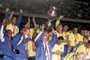 Seleção brasileira comemorando título da Copa América de 1997 em La PAz na Bolívia. Zagallo levantando a Taça#PÁGINA:64#PASTA: 059607<!-- NICAID(570674) -->