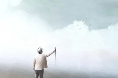 illustration of man living in a false world, surreal concept. Foto: fran_kie/ stock.adobe.comFonte: 395733138<!-- NICAID(16351532) -->
