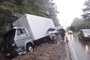 Acidente entre três caminhões bloqueia trânsito entre Farroupilha e Caxias do Sul. (Neimar De Cesero/Agência RBS)<!-- NICAID(15566580) -->
