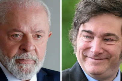 (COMBO) This combination of files pictures created on June 28, 2024 showsBrazil's President Luiz Inacio Lula da Silva (L) before a meeting with Croatia's President Zoran Milanovic at the Itamaraty Palace, in Brasília, on June 3, 2024, and Argentina's President Javier Milei arriving for a meeting with the German chancellor at the Chancellery in Berlin, Germany on June 23, 2024.. Argentina's President Javier Milei, on June 28, 2024, refused to apologize to his Brazilian counterpart, Luiz Inácio Lula da Silva, as the latter had demanded, and instead called him a "lefty" with an "inflamed ego". (Photo by Sergio Lima and RALF HIRSCHBERGER / AFP)Editoria: POLLocal: BerlinIndexador: SERGIO LIMASecao: international relationsFonte: AFPFotógrafo: STR<!-- NICAID(15891956) -->