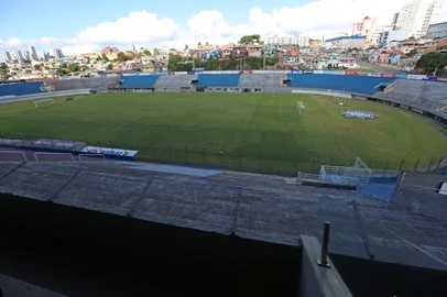 CAXIAS DO SUL, RS, BRASIL, 18/03/2025. Especial 90 Anos SER Caxias. Vista geral do estádio Francisco Stédile (estádio Centenário). (Porthus Junior/Agência RBS)Indexador: Porthus JUNIOR<!-- NICAID(15998953) -->