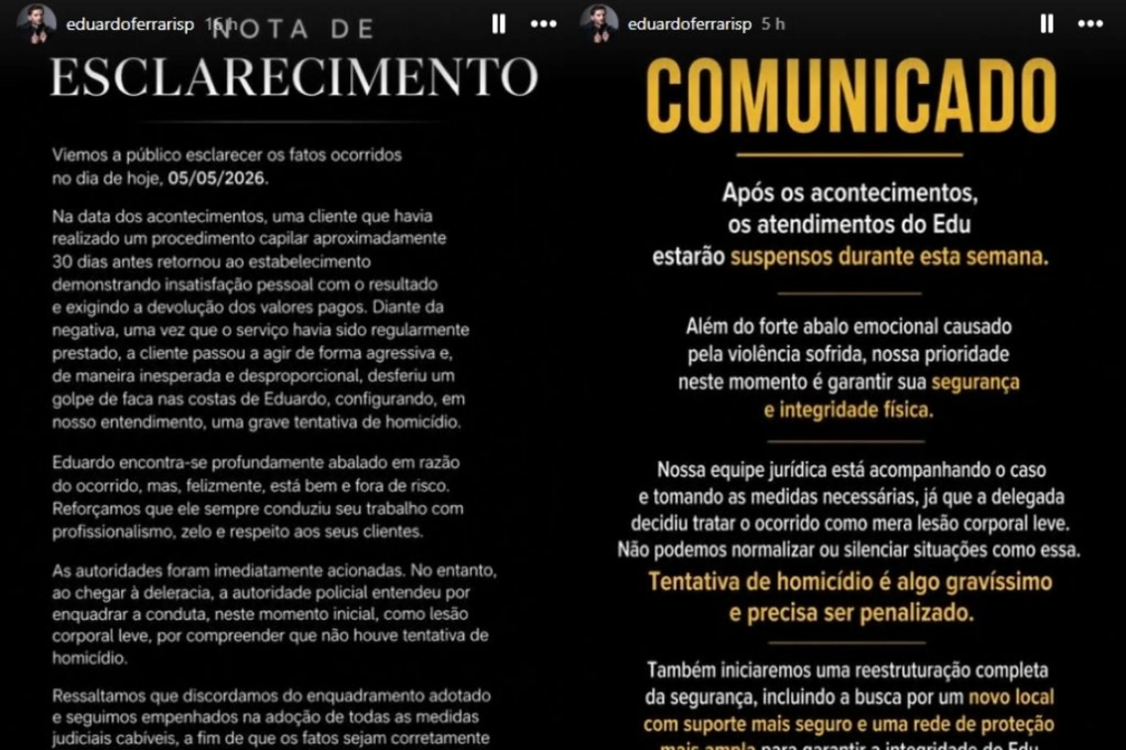 Reprodução/@eduardoferrarisp / Instagram