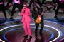 Canadian actor Ryan Gosling (L) and British-US musician Slash perform "I'm Just Ken" from "Barbie" onstage during the 96th Annual Academy Awards at the Dolby Theatre in Hollywood, California on March 10, 2024. (Photo by Patrick T. Fallon / AFP)<!-- NICAID(15701657) -->