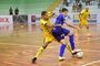 Lance do jogo entre Joaçaba e Assoeva pela segunda rodada da Liga Nacional de Futsal em 2024.
