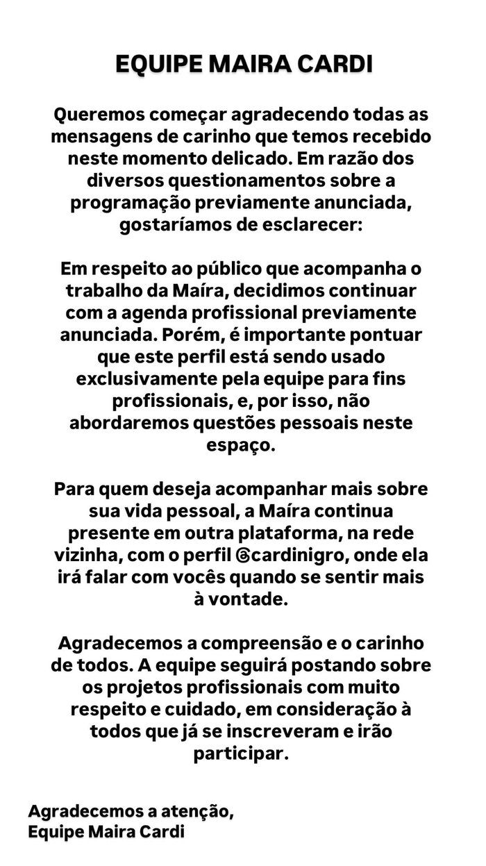 @mairacardi / Instagram / Reprodução