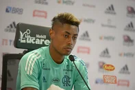 Bruno Henrique, jogador do Flamengo, em entrevista coletiva<!-- NICAID(16117247) -->