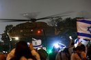 A helicopter transporting hostages released by Hamas arrives at schneider hospital in Petah Tikva after they were released by the Palestinian militant group from the Gaza Strip on November 26, 2023. Hamas militants released a third group of hostages including a four-year-old American girl on November 26, in exchange for 39 Palestinian prisoners on the third day of a truce which a source close to the militants said they were willing to prolong. (Photo by GIL COHEN-MAGEN / AFP)<!-- NICAID(15609703) -->