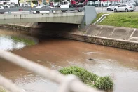 PORTO ALEGRE, RS, BRASIL, 12-12-2025: Obra no talude do Arroio Dilúvio deixa água turva e barrenta a partir do trecho da Avenida Ipiranga com Silva Só. Foto: Jonathan Heckler/Agência RBS<!-- NICAID(16185661) -->
