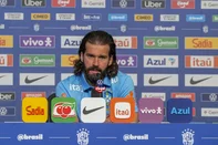 Goleiro Alisson durante coletiva com a imprensa. Copa do Mundo de 2026<!-- NICAID(16304627) -->