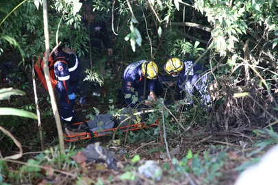Motociclista fica ferido após cair de barranco de 6 metros na BR-116, em Caxias do Sul<!-- NICAID(16288448) -->