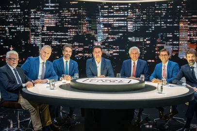 Mauricio Tonetto / Secom Governadores Eduardo Leite, Ronaldo Caiado e Ratinho Júnior participam do programa Canal Livre, da Band TV<!-- NICAID(16245826) -->